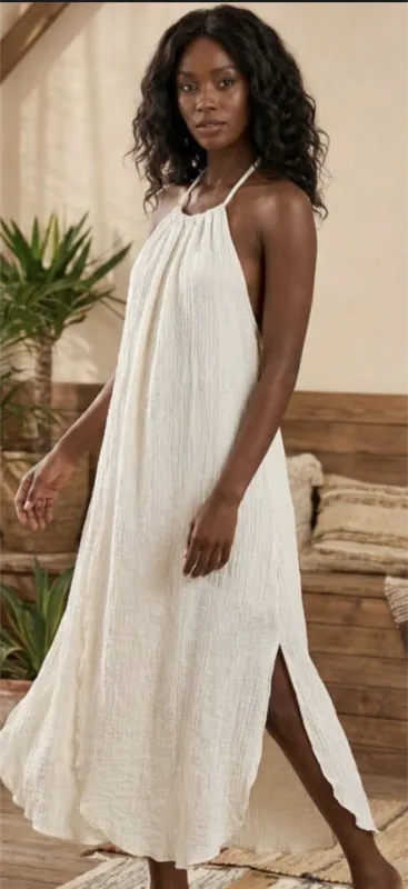 Vestito lungo bianco halter neck